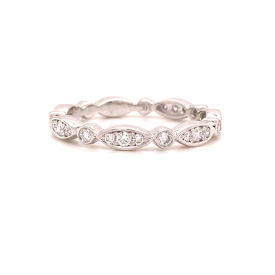14K Marquise and Round Shape Band White Gold