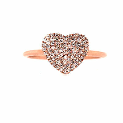 14K Diamond Heart Shape Custer Ring Rose Gold