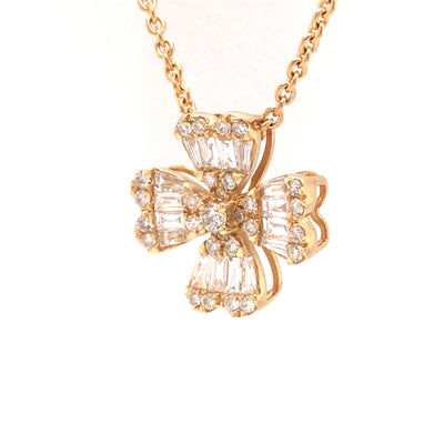 18K Diamond Clover Necklace Yellow Gold