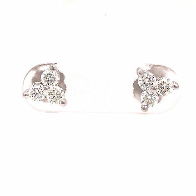 14K Diamond Three-Stone Cluster Earrings White Gold