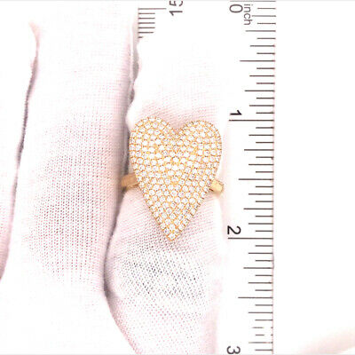 18K Diamond Pave Heart Ring Yellow Gold