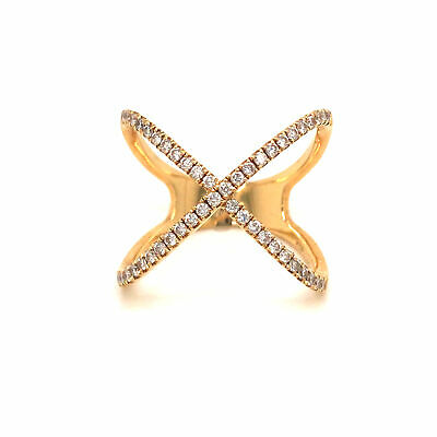 18K Diamond Open Space 'X' Ring Yellow Gold