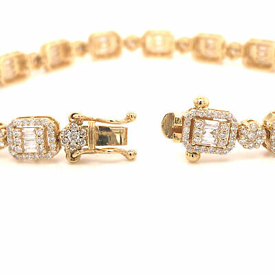 18K Diamond Cluster Line Bracelet Yellow Gold