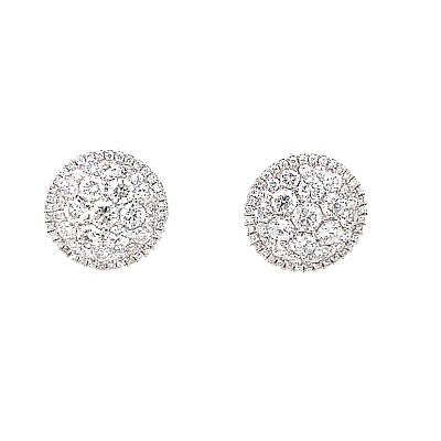 18K Diamond Cluster Stud Earrings White Gold