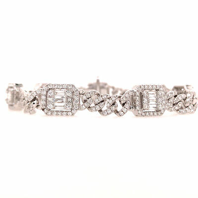 18K Diamond Cluster Station Bracelet White Gold