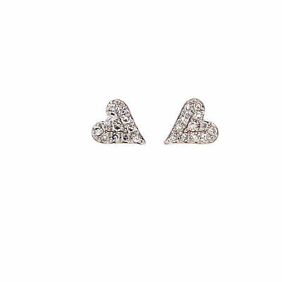 14K Diamond Pave Heart Shape Earring White Gold