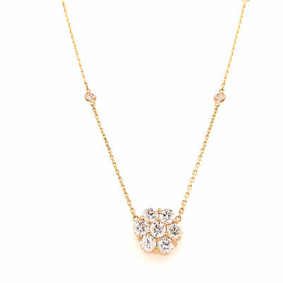 14K Diamond Flower Cluster Diamond By The Yard Necklace Yellow Gold