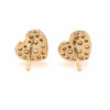 14K Diamond Heart Shape Cluster Earrings Yellow Gold