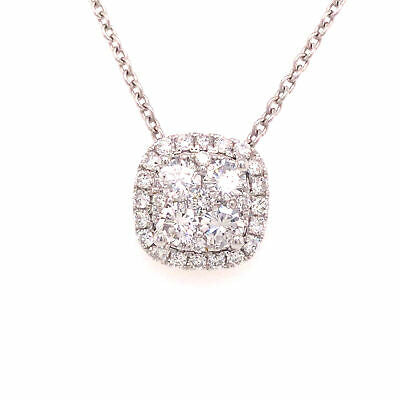 18K Diamond Cluster Slide Pendant Necklace White Gold
