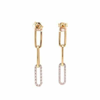 14K Pave Diamond Link Earring Two-Tone Gold
