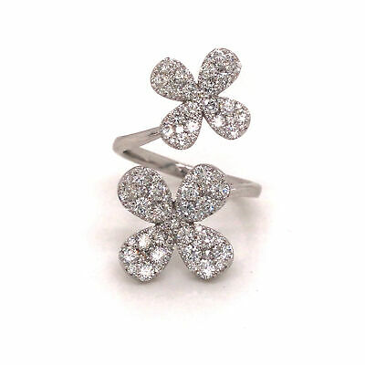 18K Diamond Pave Double Butterfly Ring White Gold