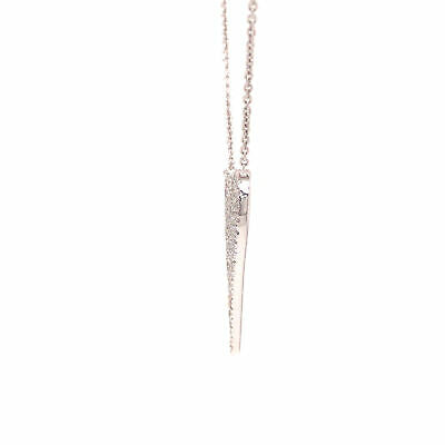14K Diamond Pave Heart Necklace White Gold 0.38ctw