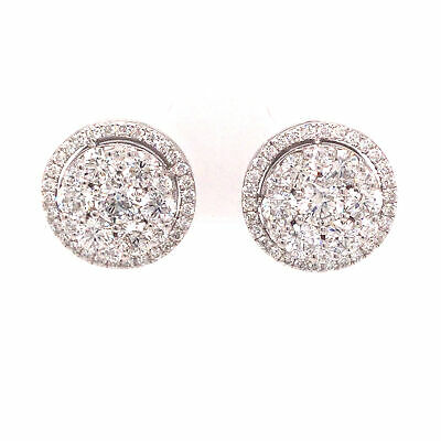 18K Diamond Cluster Earrings White Gold