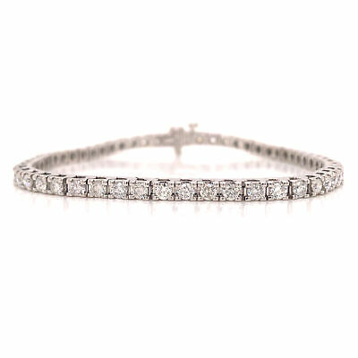14K Diamond 3.42 Carat Tennis Bracelet White Gold