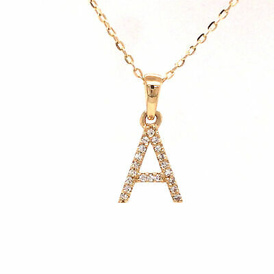14K Diamond Letter 'A' Necklace Yellow Gold