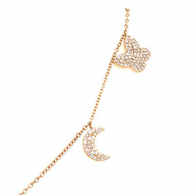 Gold & Pave Double Butterfly Bracelet 14K Yellow Gold