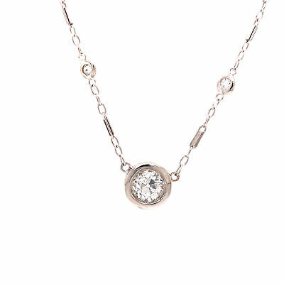 14K Diamond Solitaire Diamond-by-the-Yard Necklace White Gold