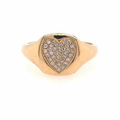 14K Diamond Pave Heart Shape Ring Yellow Gold