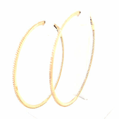 14K Thin In/Out Diamond Hoops Yellow Gold