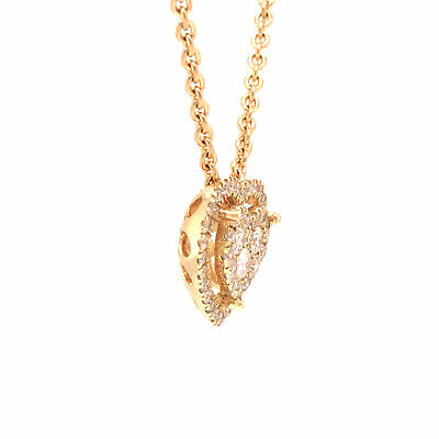 18K Diamond Pave Heart Pendant Diamond By The Yard Chain Yellow Gold