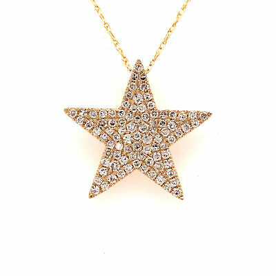 14K Diamond Pave Cluster Star Pendant Yellow Gold
