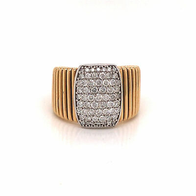 14K Wide Diamond Pave Cluster Band Two-Tone Gold