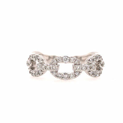 14K Diamond Link Band White Gold