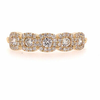 14K Diamond Square Cluster Band Yellow Gold