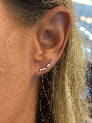 14K Diamond Climber Earrings White Gold
