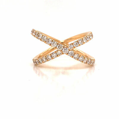 18K Diamond 'X' Crossover Ring Yellow Gold