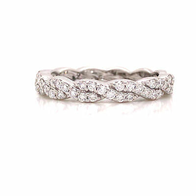 14K Diamond Twist Band White Gold